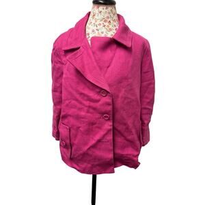 🌸 Talbots Fuchsia Linen Blend Blazer 16 Bold Retro Statement Jacket